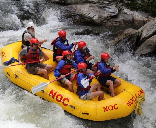 Students and chaperones tackle the rapids