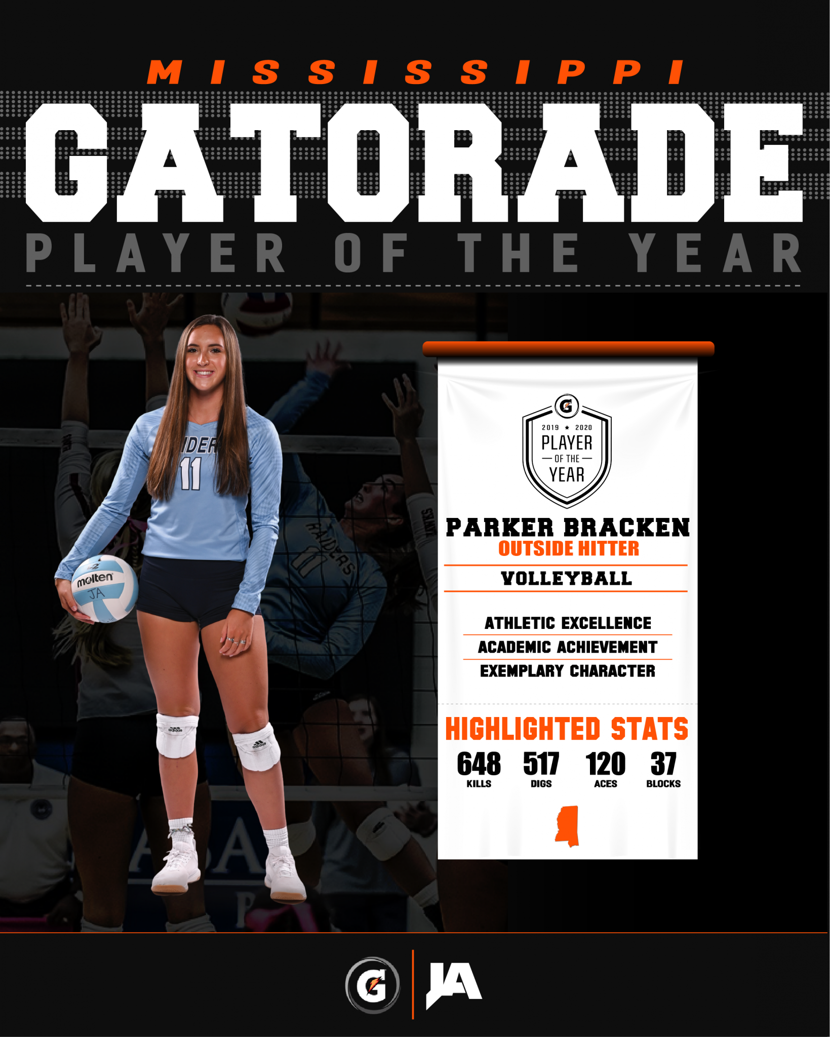 Jas Parker Bracken Named Gatorade Mississippi Volleyball Player Of The Year Jackson Academy